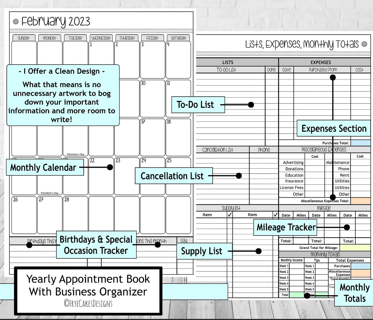 GROOMING TOOLS DESIGN - 12 Month Dated Appointment Book With Business Organizer/Planner + UPGRADE OPTIONS