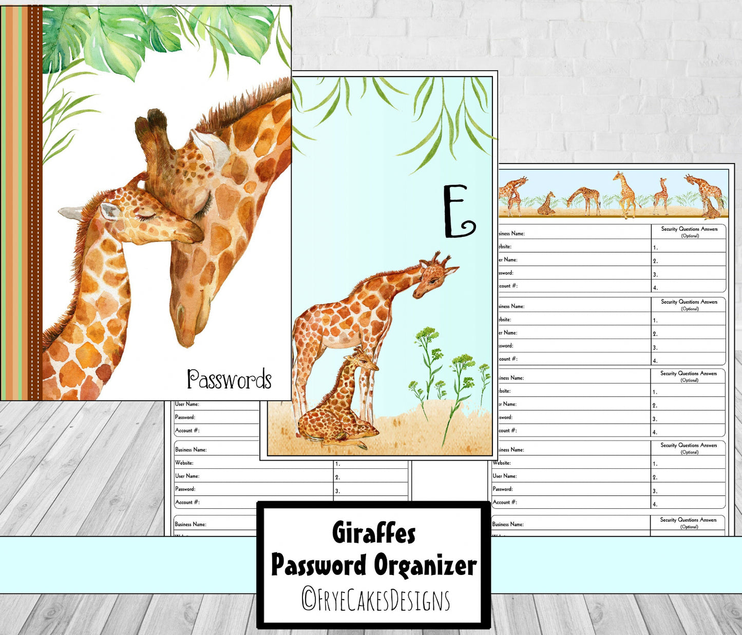 Password Organizer - Giraffe Design