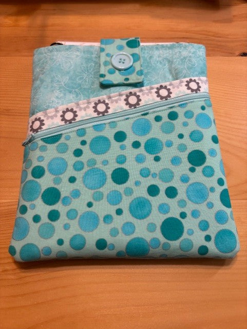 Protective Book Sleeve - Small Size - Aqua Dots & Flowers