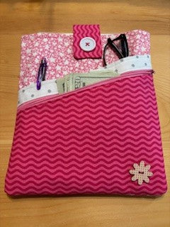 Protective Book Sleeve - Small Size - Pink Waves and Stars Design