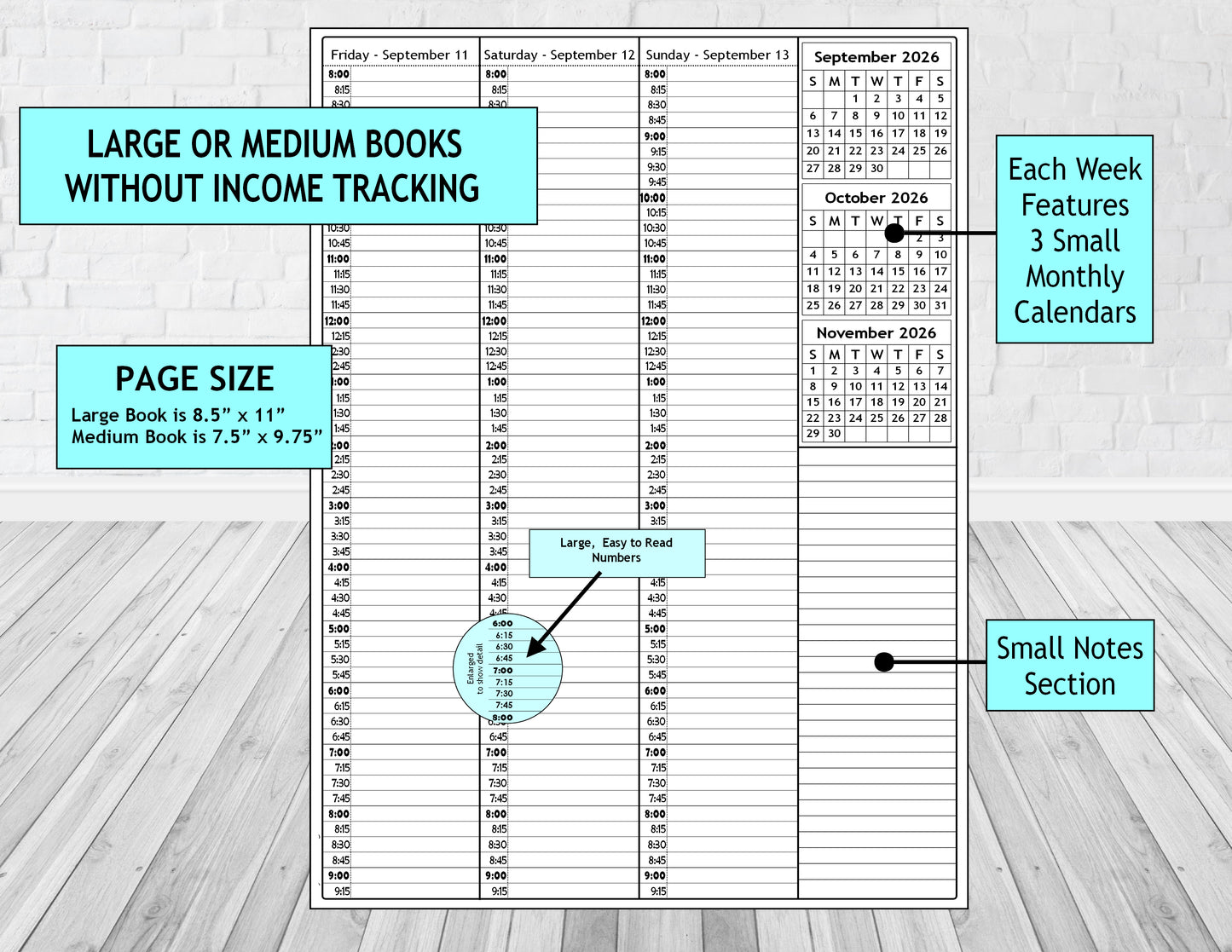 AZTEC DESIGN- Standard 12 Month Appointment Book - Start Any Month - 3 Sizes with Optional Income & Expenses Tracking