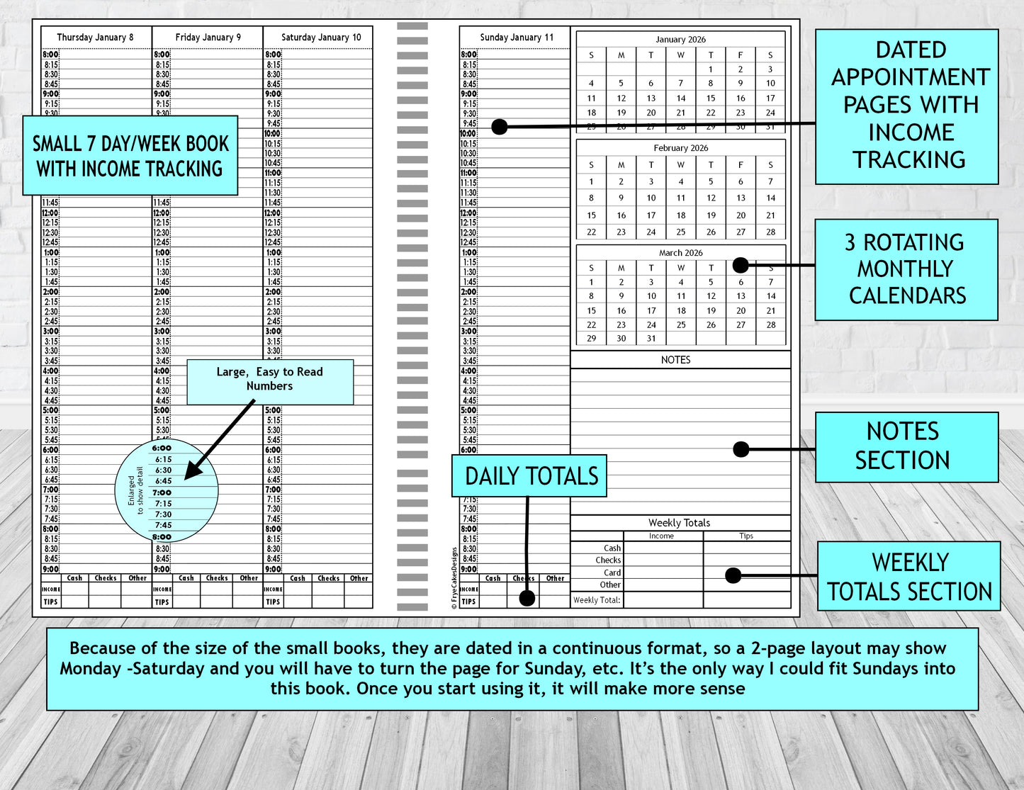 AZTEC DESIGN- Standard 12 Month Appointment Book - Start Any Month - 3 Sizes with Optional Income & Expenses Tracking