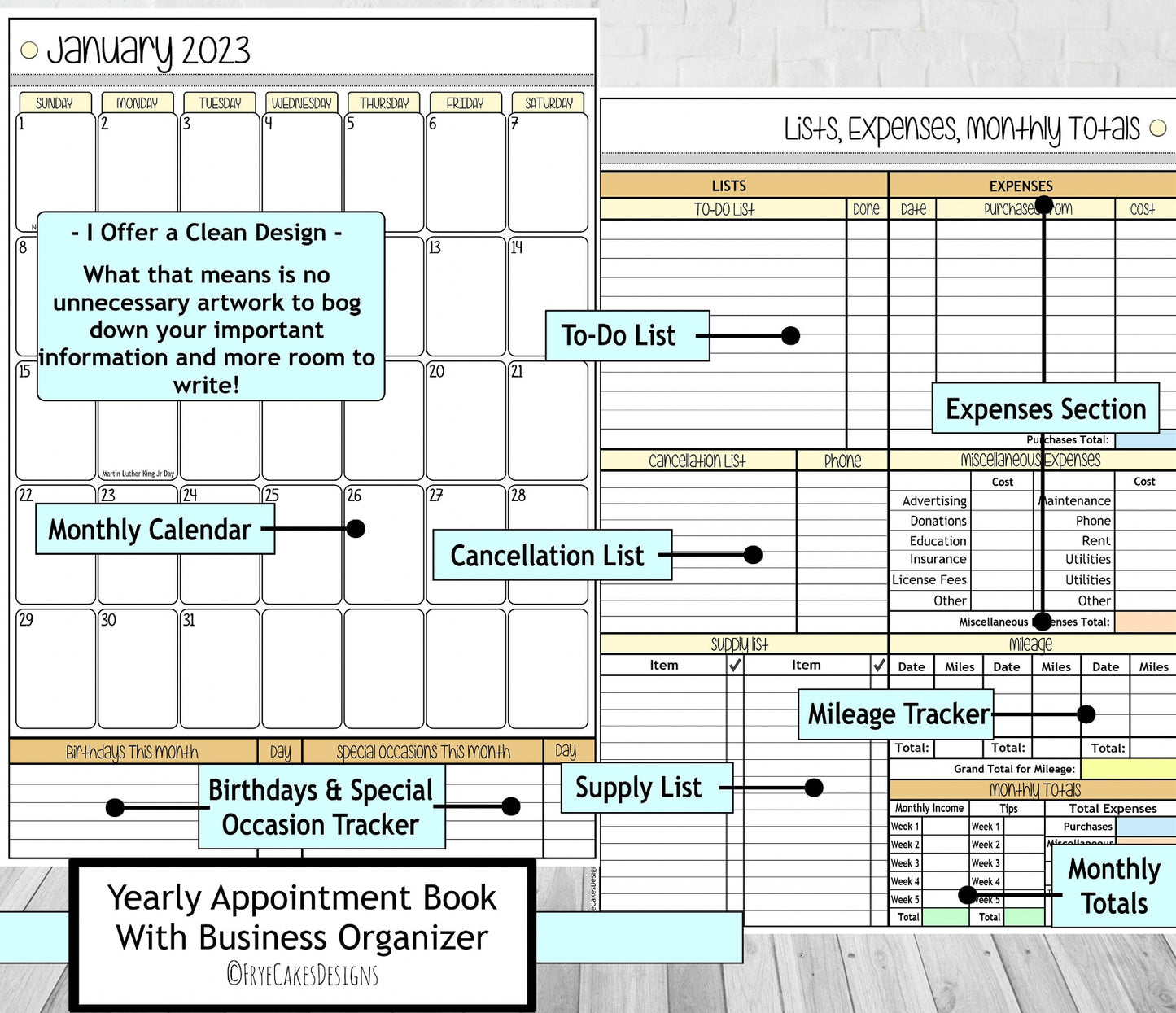 ANTIQUE STYLIST TOOLS DESIGN - 12 Month Dated Appointment Book With Business Organizer/Planner + UPGRADE OPTIONS