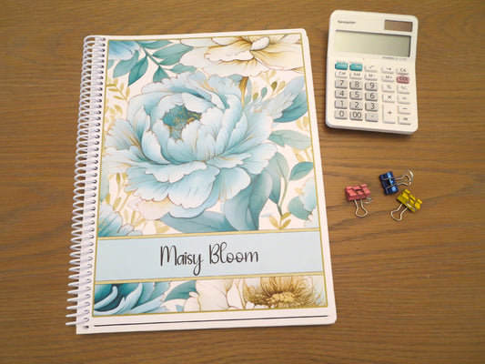 AQUA FLOWERS DESIGN - Standard 12 Month Appointment Book - Start Any Month - 3 Sizes with Optional Income & Expenses Tracking