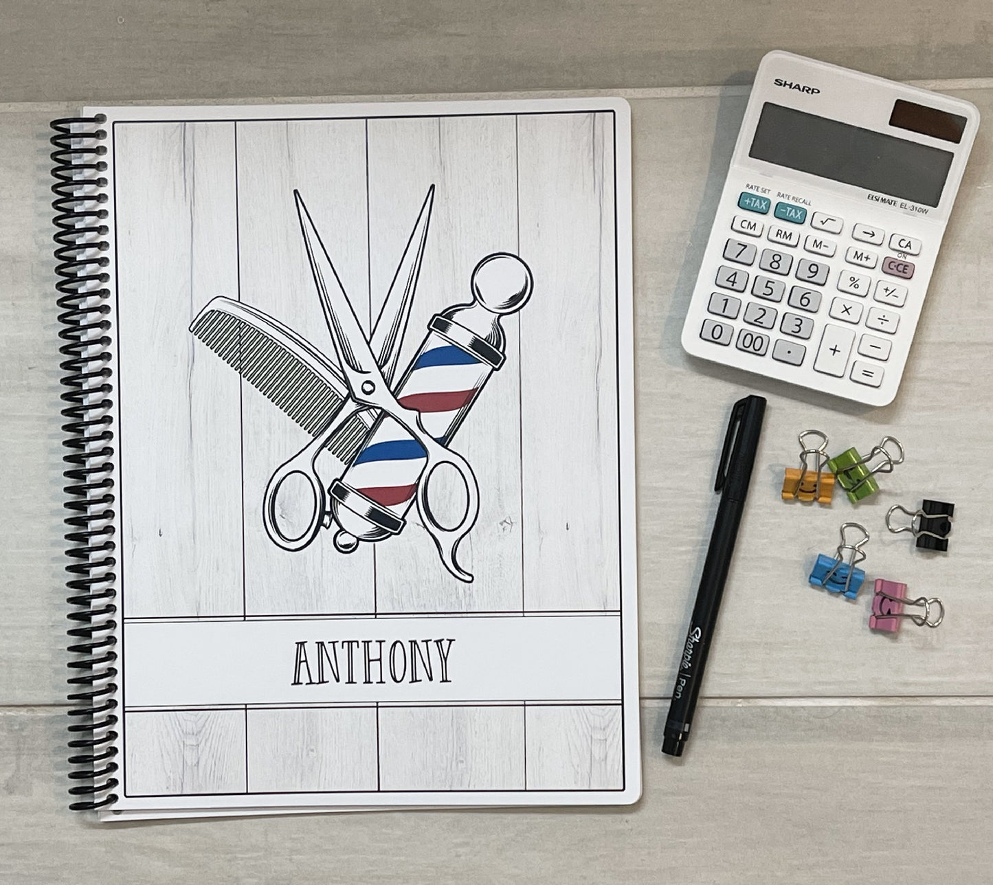 BARBER POLE DESIGN - Standard 12 Month Appointment Book - Start Any Month - 3 Sizes with Optional Income & Expenses Tracking