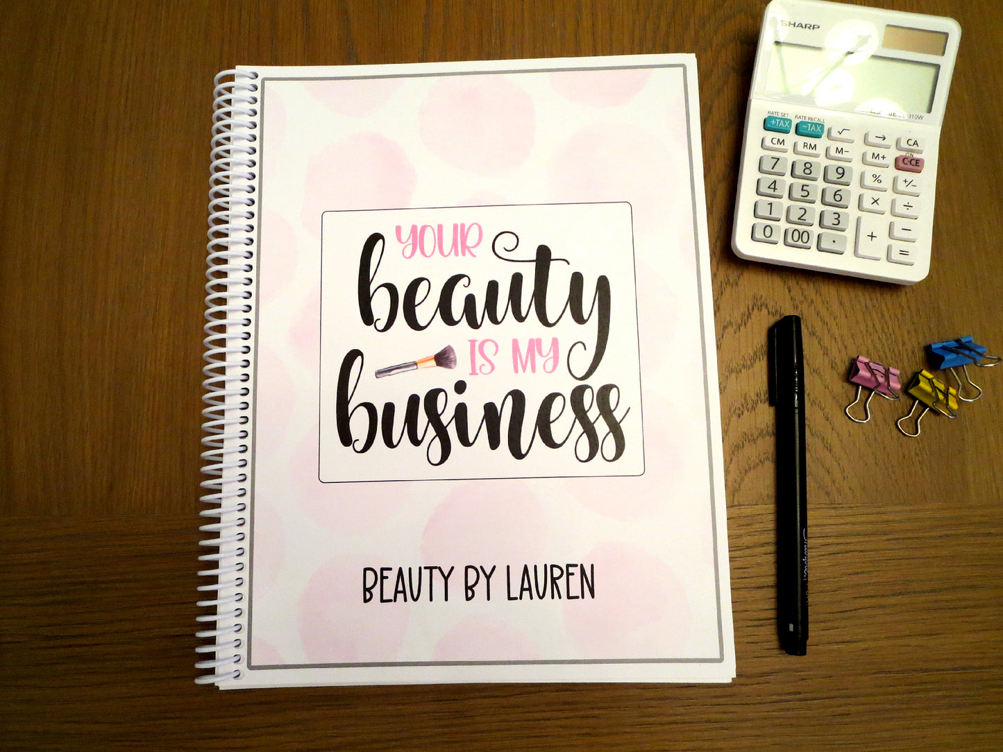 YOUR BEAUTY IS MY BUSINESS DESIGN- Standard 12 Month Appointment Book - Start Any Month - 3 Sizes with Optional Income & Expenses Tracking