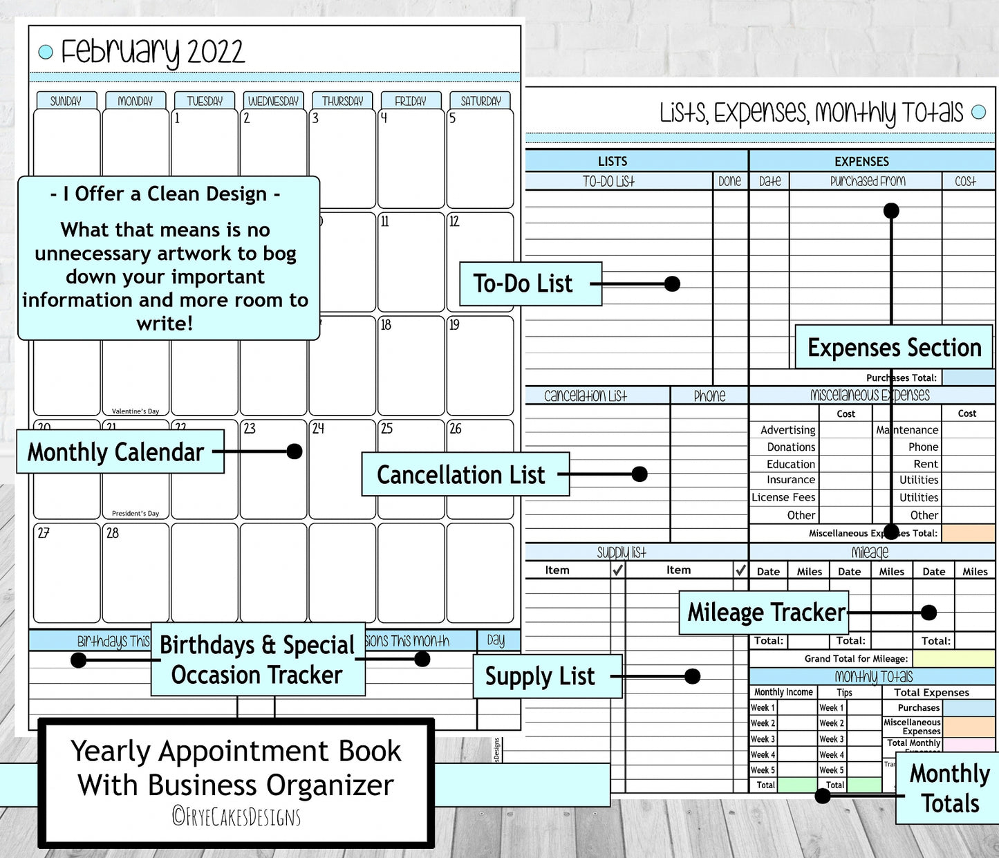 GROOMING TOOLS DESIGN - 12 Month Dated Appointment Book With Business Organizer/Planner + UPGRADE OPTIONS