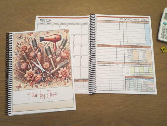 STYLIST TOOLS & FLOWERS DESIGN - 12 Month Dated Appointment Book With Business Organizer/Planner + UPGRADE OPTIONS