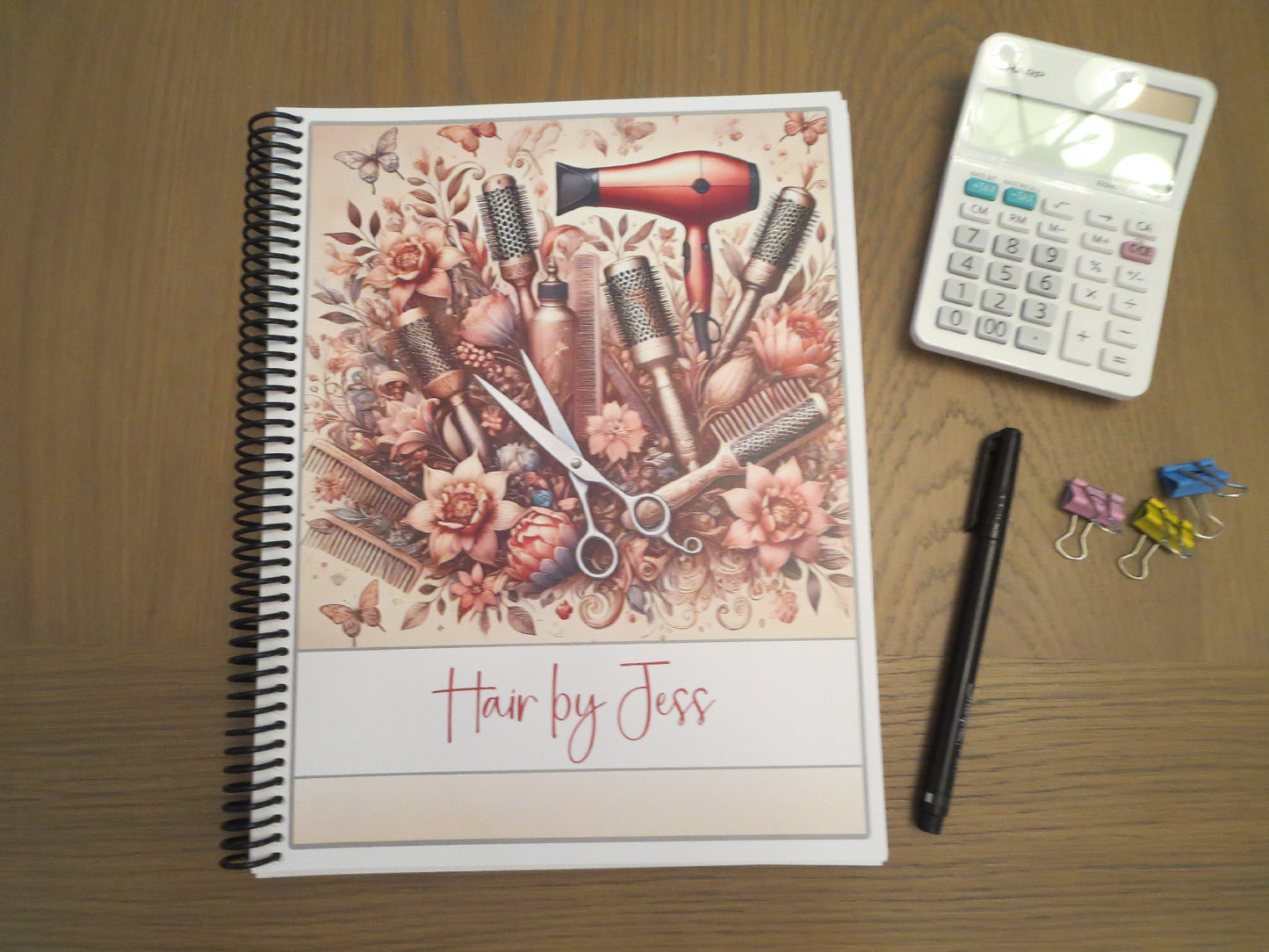 STYLIST TOOLS & FLOWERS DESIGN - Standard 12 Month Appointment Book - Start Any Month - 3 Sizes with Optional Income & Expenses Tracking
