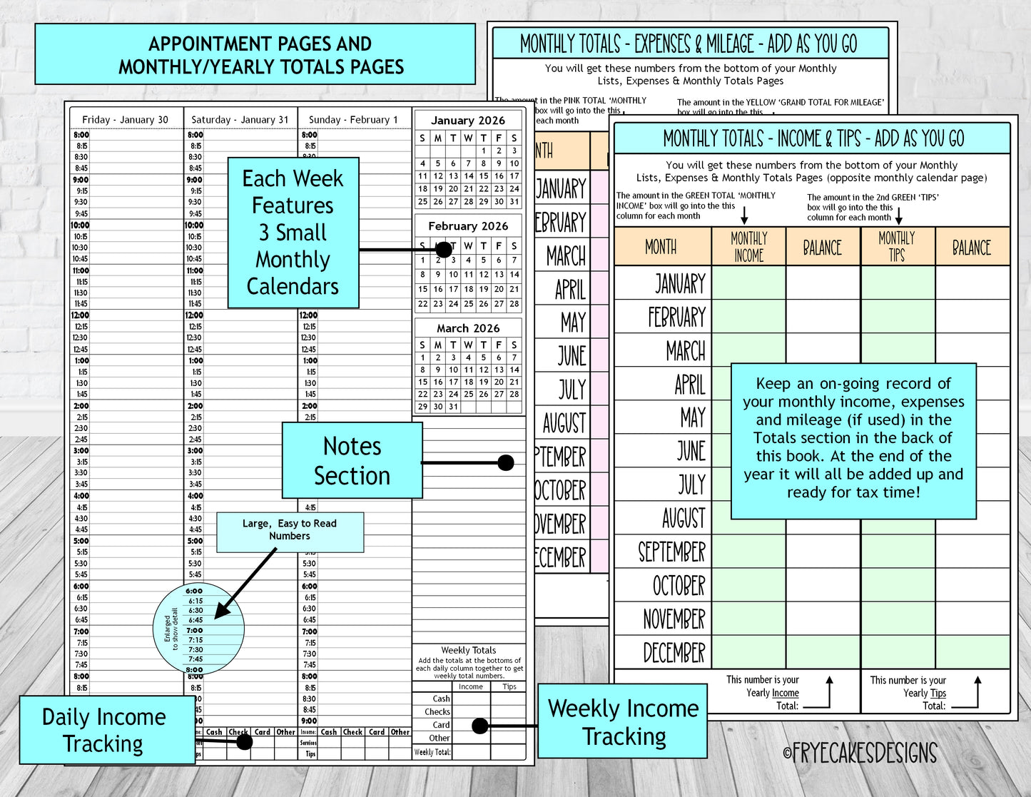MAKEUP BRUSHES DESIGN - 12 Month Dated Appointment Book With Business Organizer/Planner + UPGRADE OPTIONS
