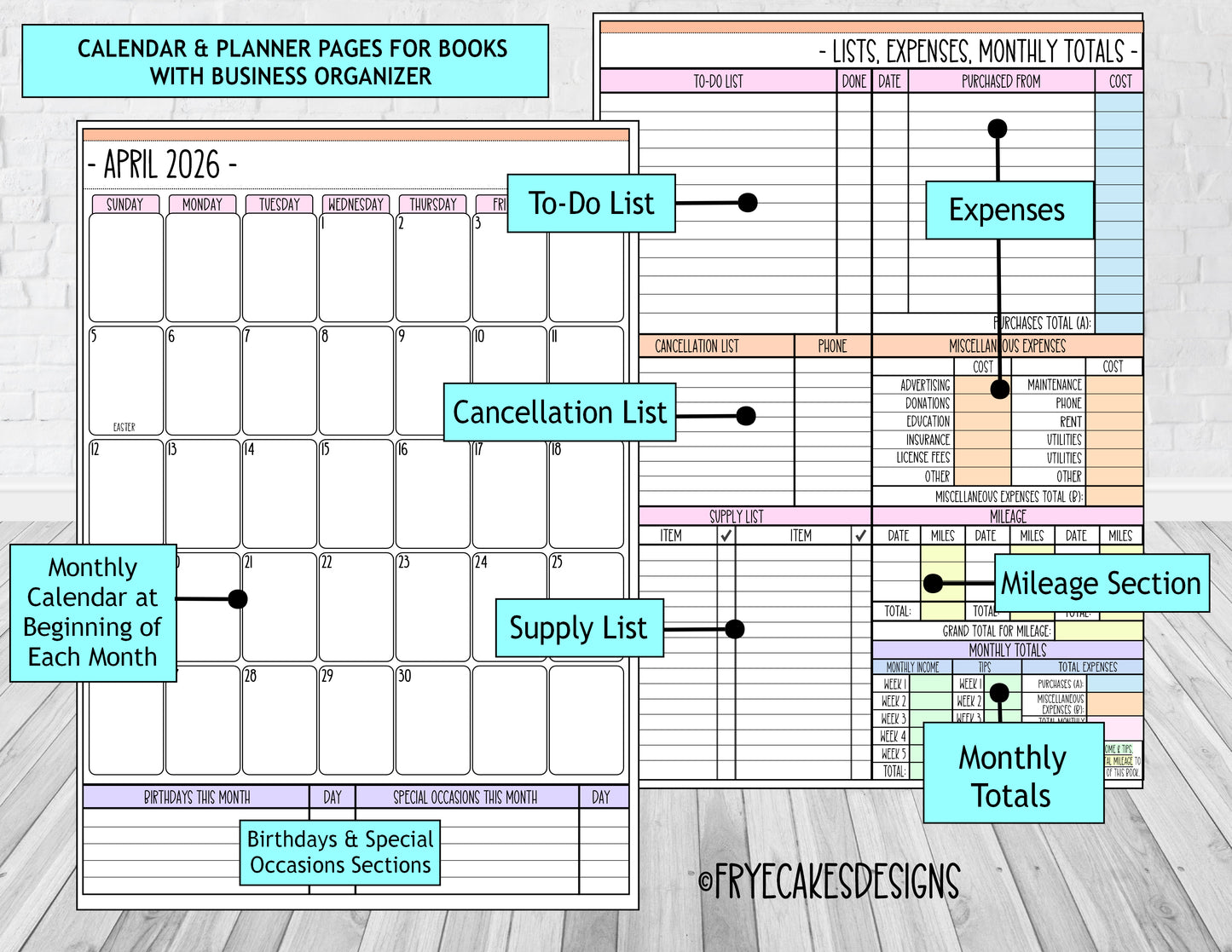 CARI DESIGN - 12 Month Dated Appointment Book With Business Organizer/Planner + UPGRADE OPTIONS