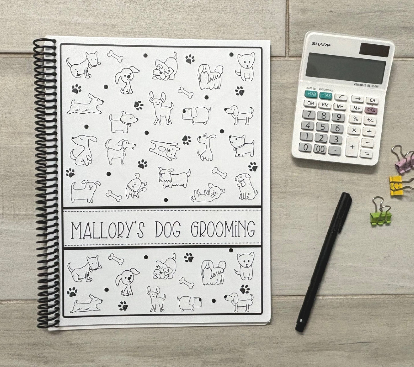 CARTOON DOGS DESIGN - Standard 12 Month Appointment Book - Start Any Month - 3 Sizes with Optional Income & Expenses Tracking