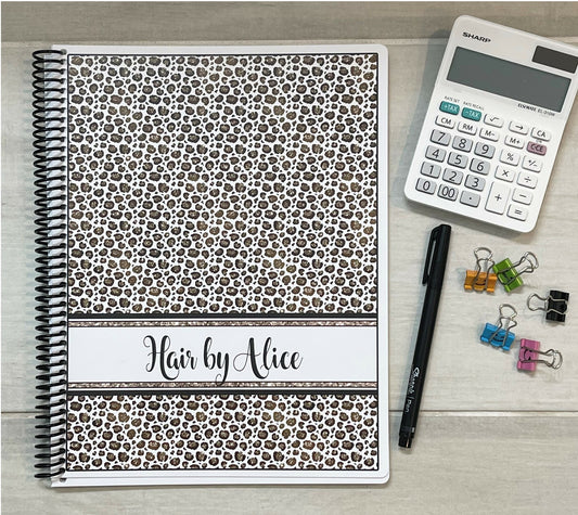 LEOPARD PRINT DESIGN- Standard 12 Month Appointment Book - Start Any Month - 3 Sizes with Optional Income & Expenses Tracking