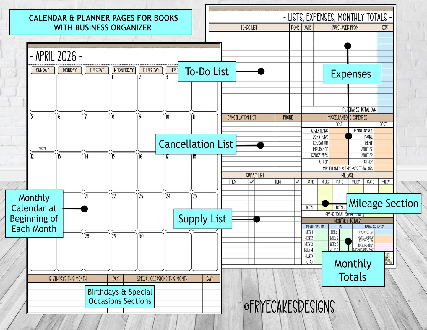LEOPARD PRINT DESIGN - 12 Month Dated Appointment Book With Business Organizer/Planner + UPGRADE OPTIONS