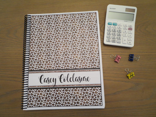 LEOPARD PRINT DESIGN- Standard 12 Month Appointment Book - Start Any Month - 3 Sizes with Optional Income & Expenses Tracking