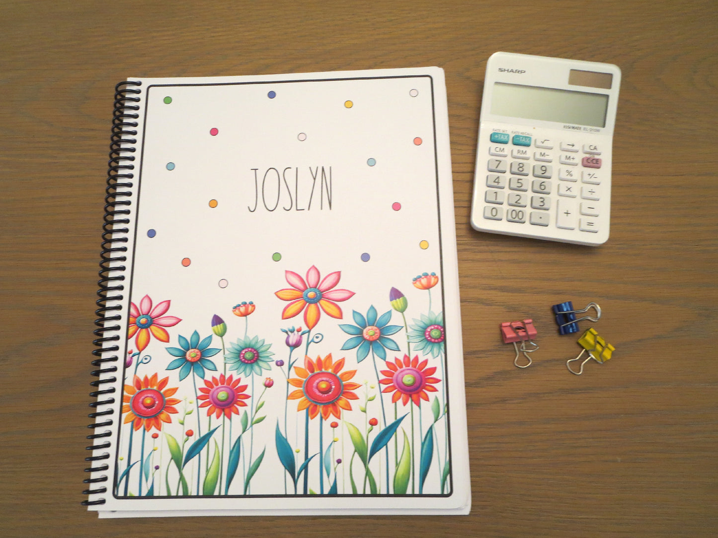 COLORFUL FLOWERS DESIGN - Standard 12 Month Appointment Book - Start Any Month - 3 Sizes with Optional Income & Expenses Tracking