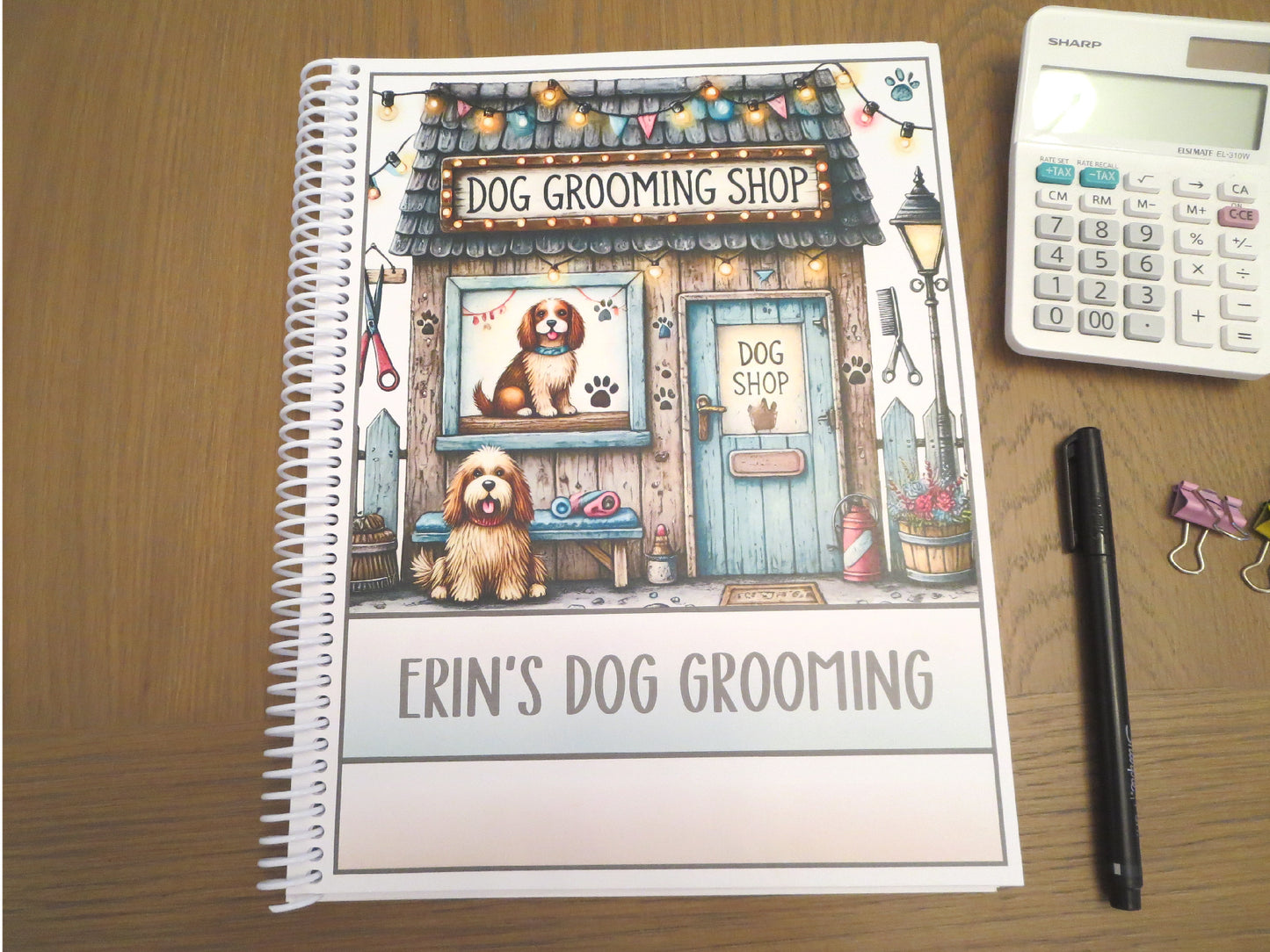 GROOMING SALON DESIGNS -6 COVERS TO CHOOSE FROM - Standard 12 Month Appointment Book - Start Any Month - 3 Sizes with Optional Income & Expenses Tracking