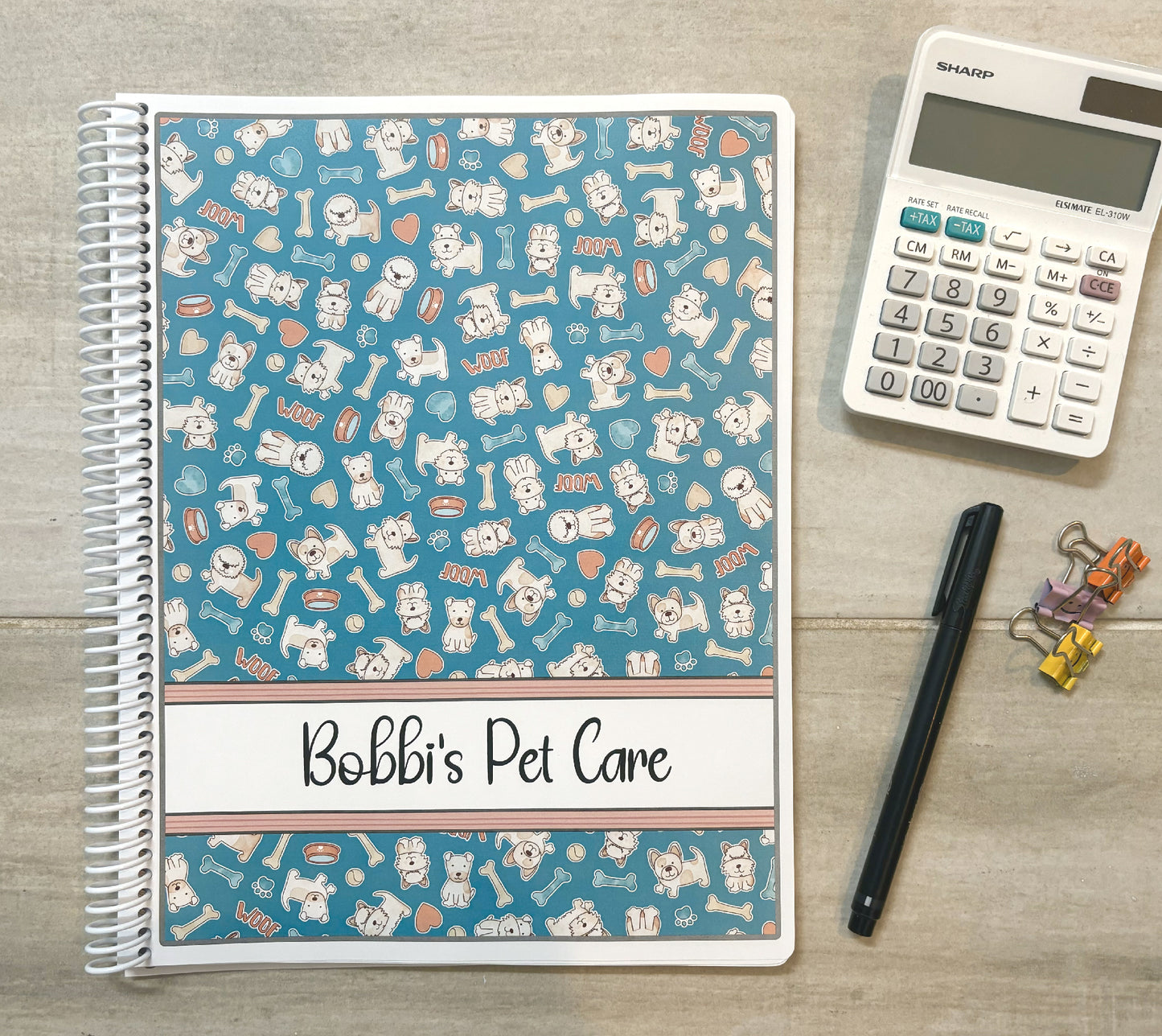 CUTE DOGS - TEAL DESIGN - Standard 12 Month Appointment Book - Start Any Month - 3 Sizes with Optional Income & Expenses Tracking