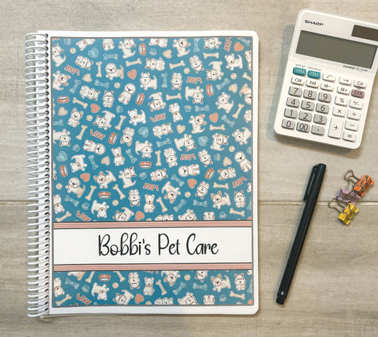 CUTE DOGS - TEAL DESIGN - Standard 12 Month Appointment Book - Start Any Month - 3 Sizes with Optional Income & Expenses Tracking