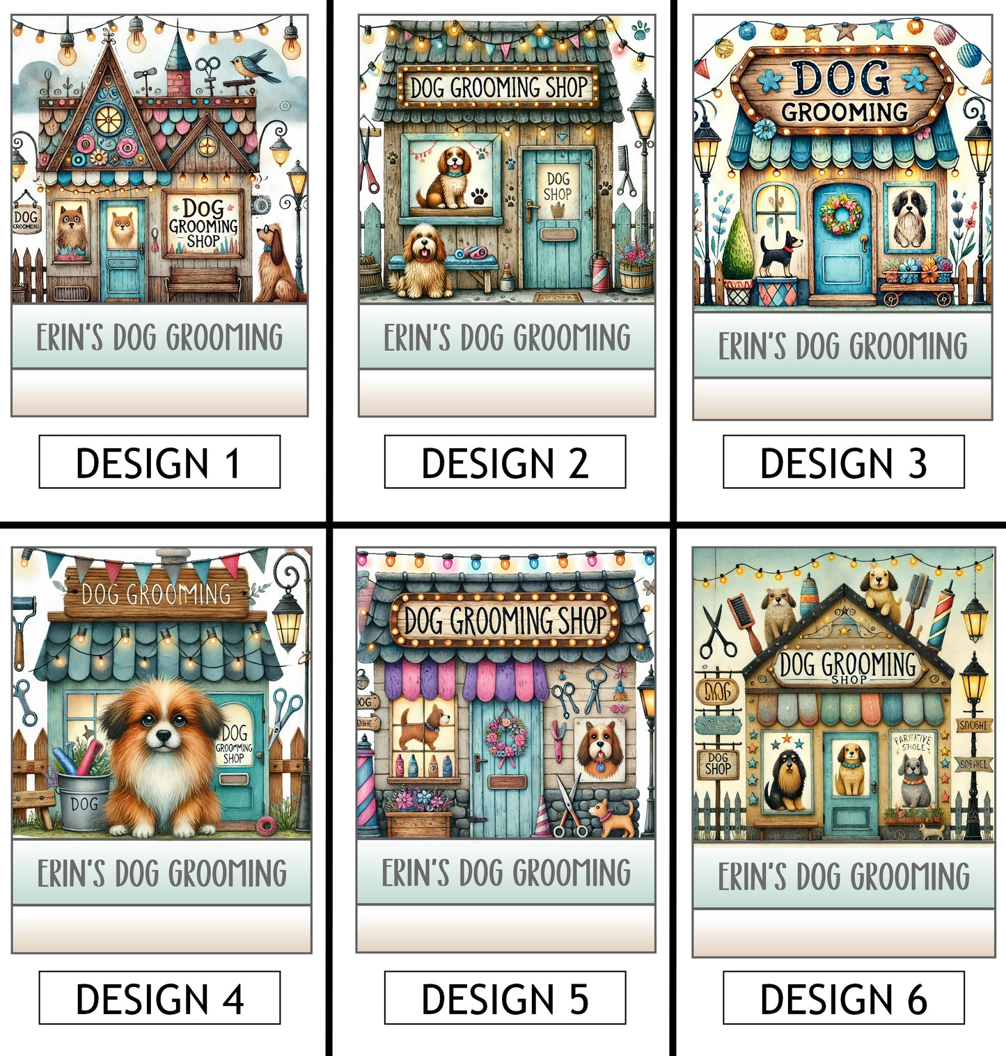 GROOMING SALON DESIGN - 6 DESIGNS TO CHOOSE FROM - 12 Month Dated Appointment Book With Business Organizer/Planner + UPGRADE OPTIONS