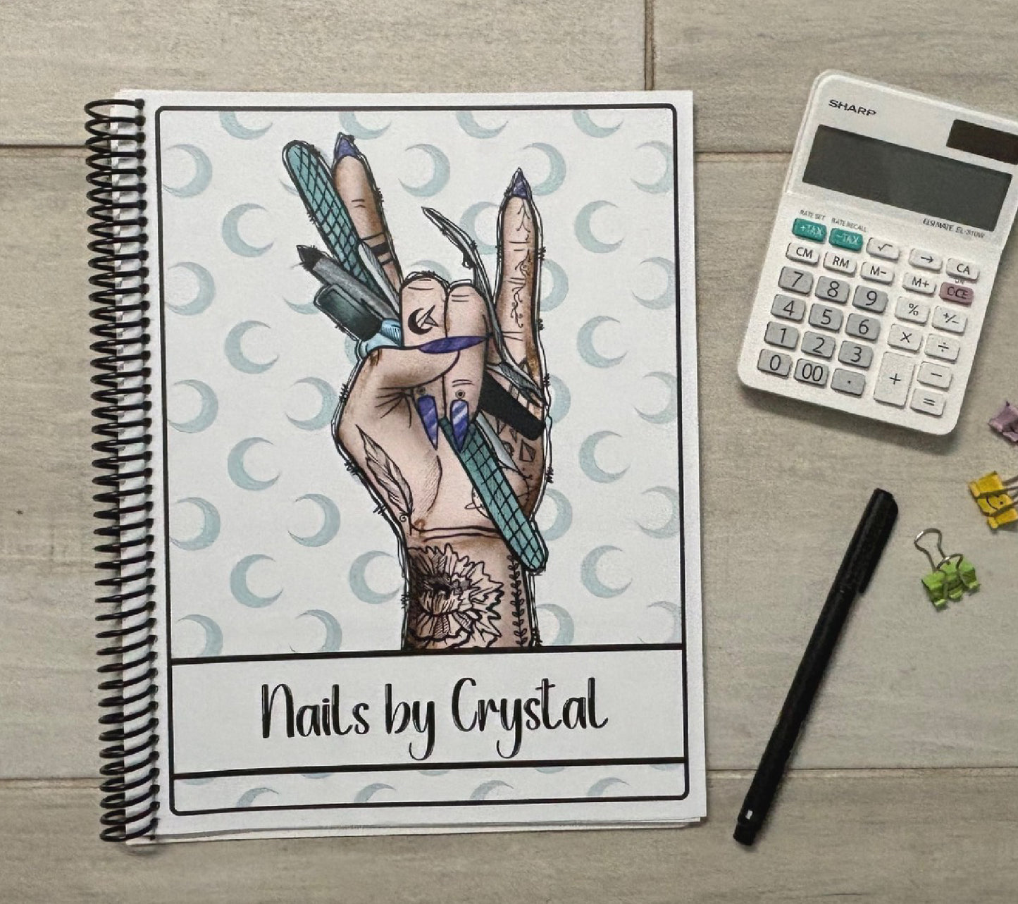 EDGY NAIL TECH DESIGN- Standard 12 Month Appointment Book - Start Any Month - 3 Sizes with Optional Income & Expenses Tracking