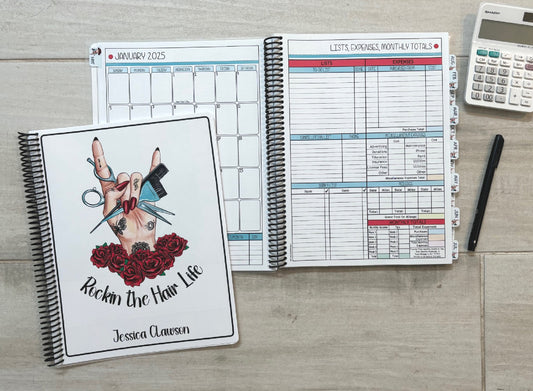 EDGY STYLIST DESIGN - 12 Month Dated Appointment Book With Business Organizer/Planner + UPGRADE OPTIONS