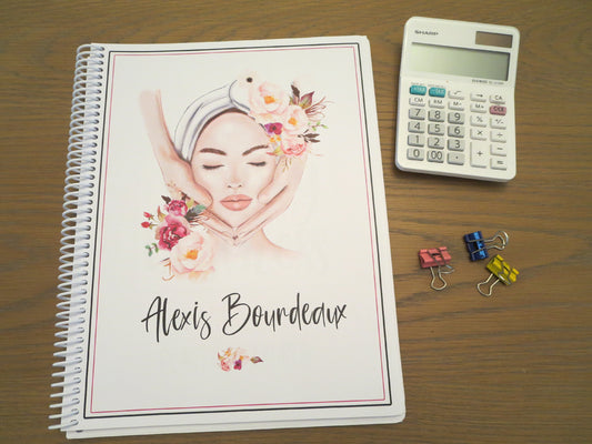 ESTHETICIAN DESIGN - Standard 12 Month Appointment Book - Start Any Month - 3 Sizes with Optional Income & Expenses Tracking