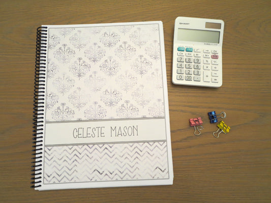 FADED DAMASK DESIGN - Standard 12 Month Appointment Book - Start Any Month - 3 Sizes with Optional Income & Expenses Tracking