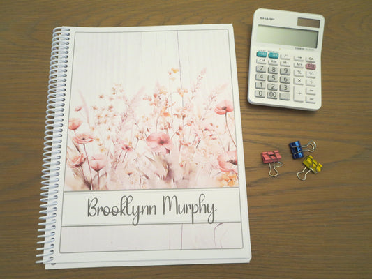 FIELD OF FLOWERS DESIGN- Standard 12 Month Appointment Book - Start Any Month - 3 Sizes with Optional Income & Expenses Tracking