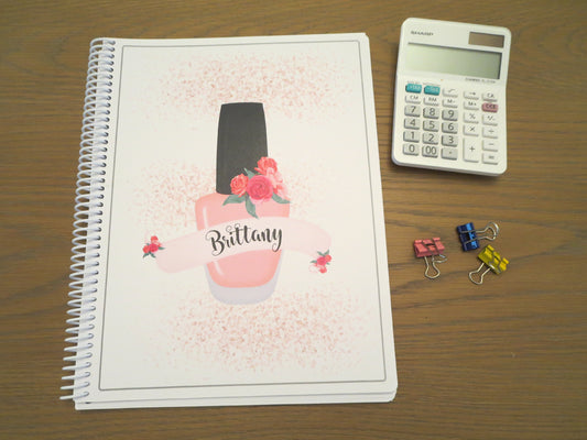 FLORAL POLISH BOTTLE DESIGN - Standard 12 Month Appointment Book - Start Any Month - 3 Sizes with Optional Income & Expenses Tracking