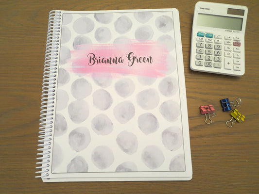 WATERCOLOR POLKA DOTS DESIGN - Standard 12 Month Appointment Book - Start Any Month - 3 Sizes with Optional Income & Expenses Tracking