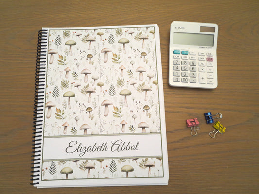 MUSHROOM DESIGNS - 4 COVERS TO CHOOSE FROM - Standard 12 Month Appointment Book - Start Any Month - 3 Sizes with Optional Income & Expenses Tracking