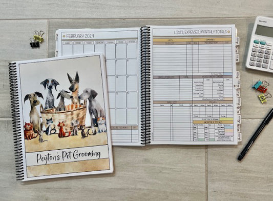 ILLUSTRATED PETS DESIGN - 12 Month Dated Appointment Book With Business Organizer/Planner + UPGRADE OPTIONS