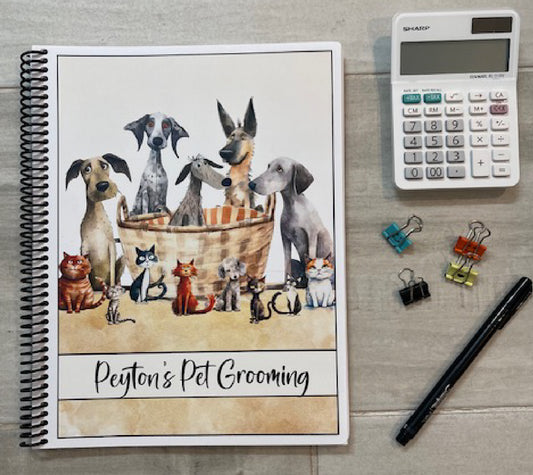 ILLUSTRATED PETS DESIGN - Standard 12 Month Appointment Book - Start Any Month - 3 Sizes with Optional Income & Expenses Tracking
