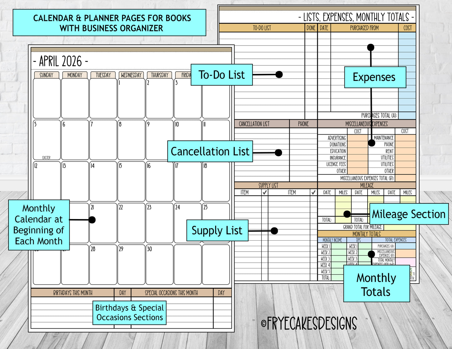 ILLUSTRATED PETS DESIGN - 12 Month Dated Appointment Book With Business Organizer/Planner + UPGRADE OPTIONS