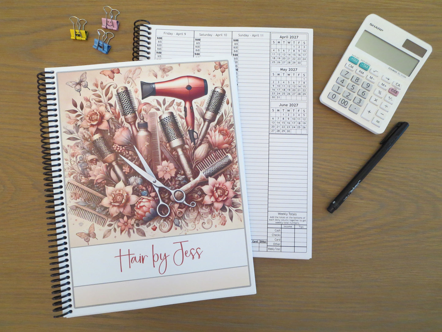 STYLIST TOOLS & FLOWERS DESIGN - 12 Month Dated Appointment Book With Business Organizer/Planner + UPGRADE OPTIONS