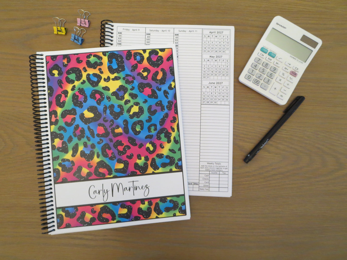 RAINBOW CHEETAH DESIGN - 12 Month Dated Appointment Book With Business Organizer/Planner + UPGRADE OPTIONS