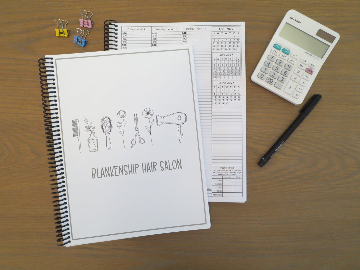 SIMPLE STYLIST TOOLS DESIGN - 12 Month Dated Appointment Book With Business Organizer/Planner + UPGRADE OPTIONS