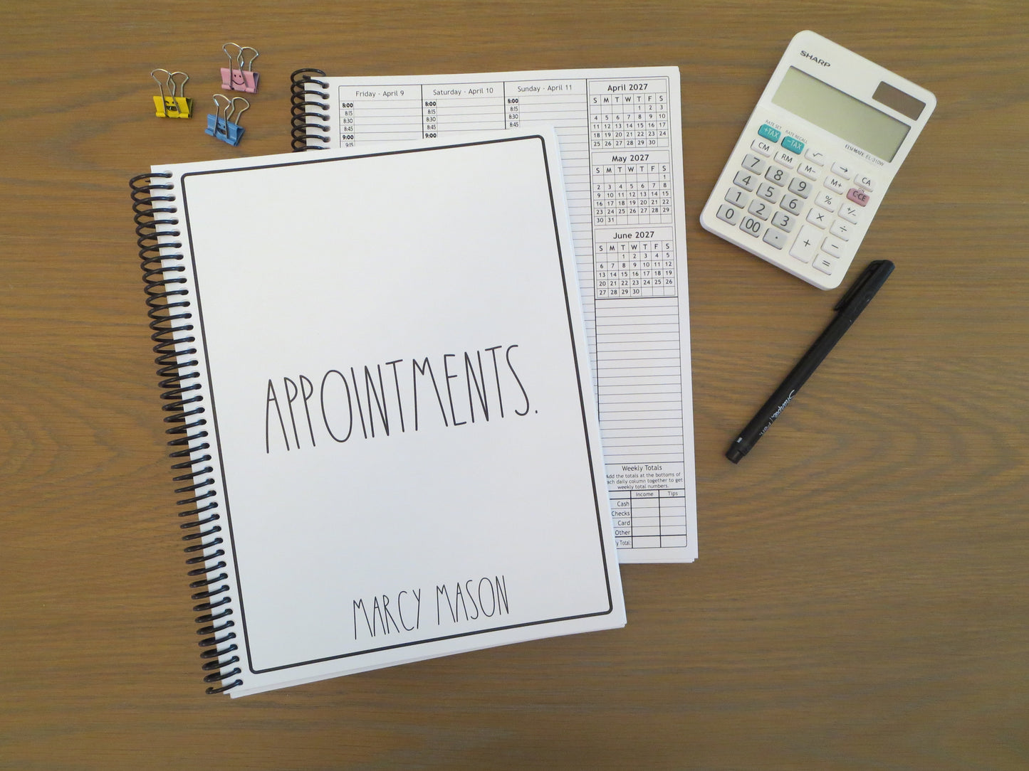 SIMPLY SIMPLE DESIGN - 12 Month Dated Appointment Book With Business Organizer/Planner + UPGRADE OPTIONS