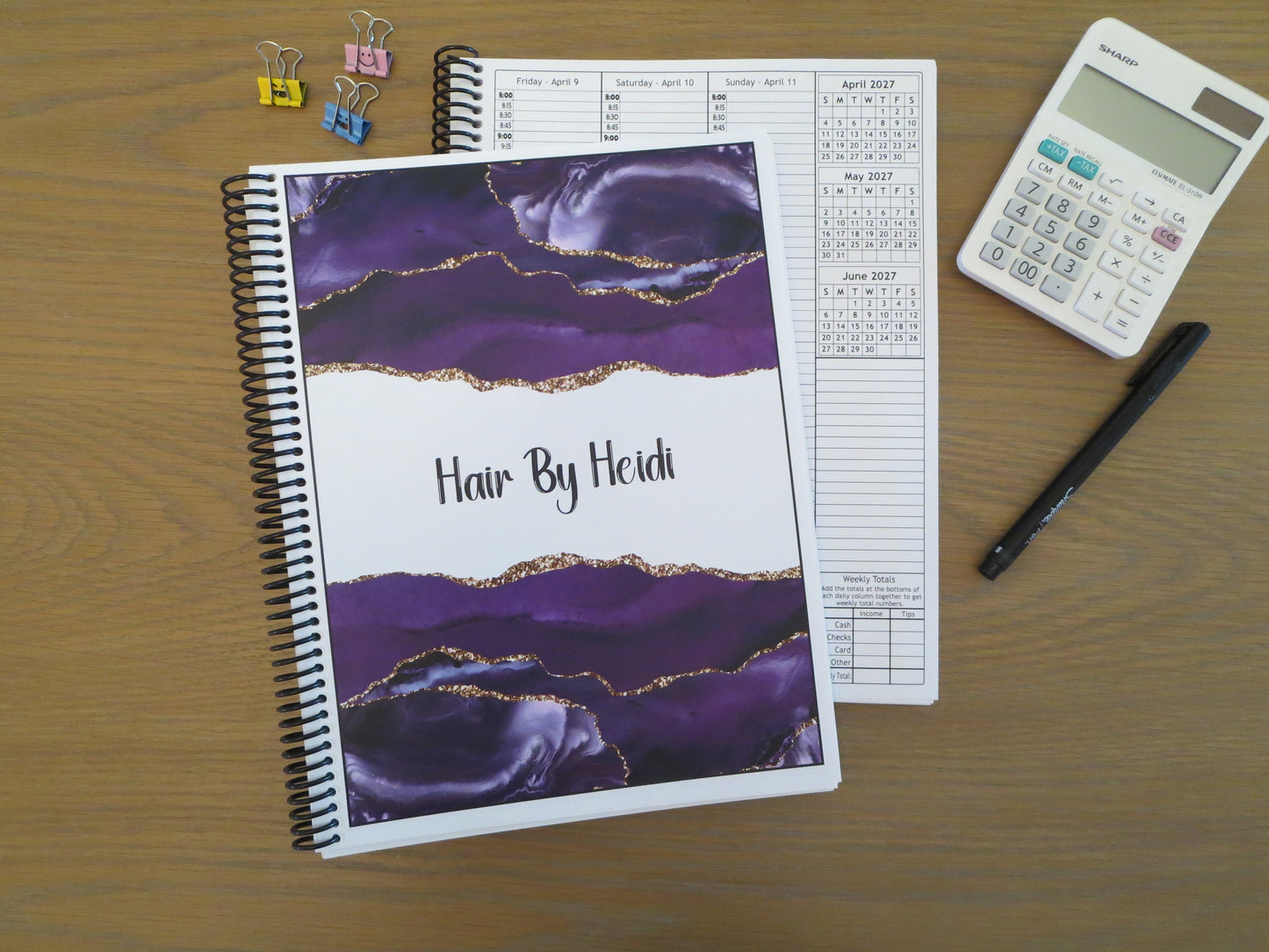 PURPLE MARBLE DESIGN - 12 Month Dated Appointment Book With Business Organizer/Planner + UPGRADE OPTIONS
