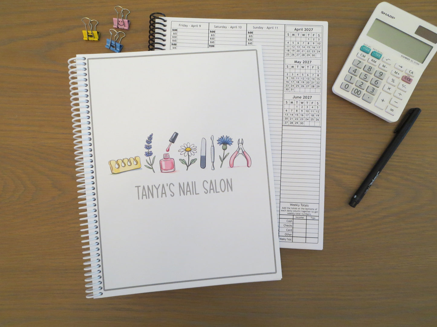 NAIL TOOLS & FLOWERS DESIGN - 12 Month Dated Appointment Book With Business Organizer/Planner + UPGRADE OPTIONS