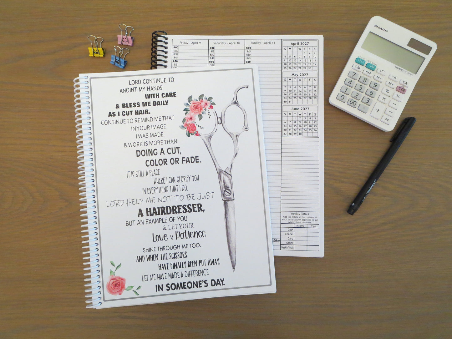STYLIST'S PRAYER DESIGN - 12 Month Dated Appointment Book With Business Organizer/Planner + UPGRADE OPTIONS