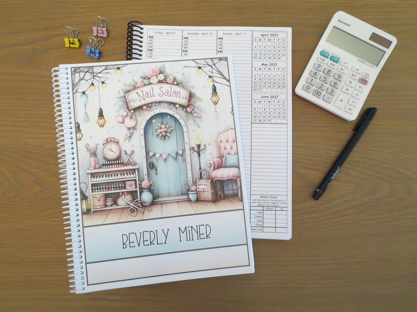 NAIL SALONS DESIGN - 6 DESIGNS TO CHOOSE FROM - 12 Month Dated Appointment Book With Business Organizer/Planner + UPGRADE OPTIONS