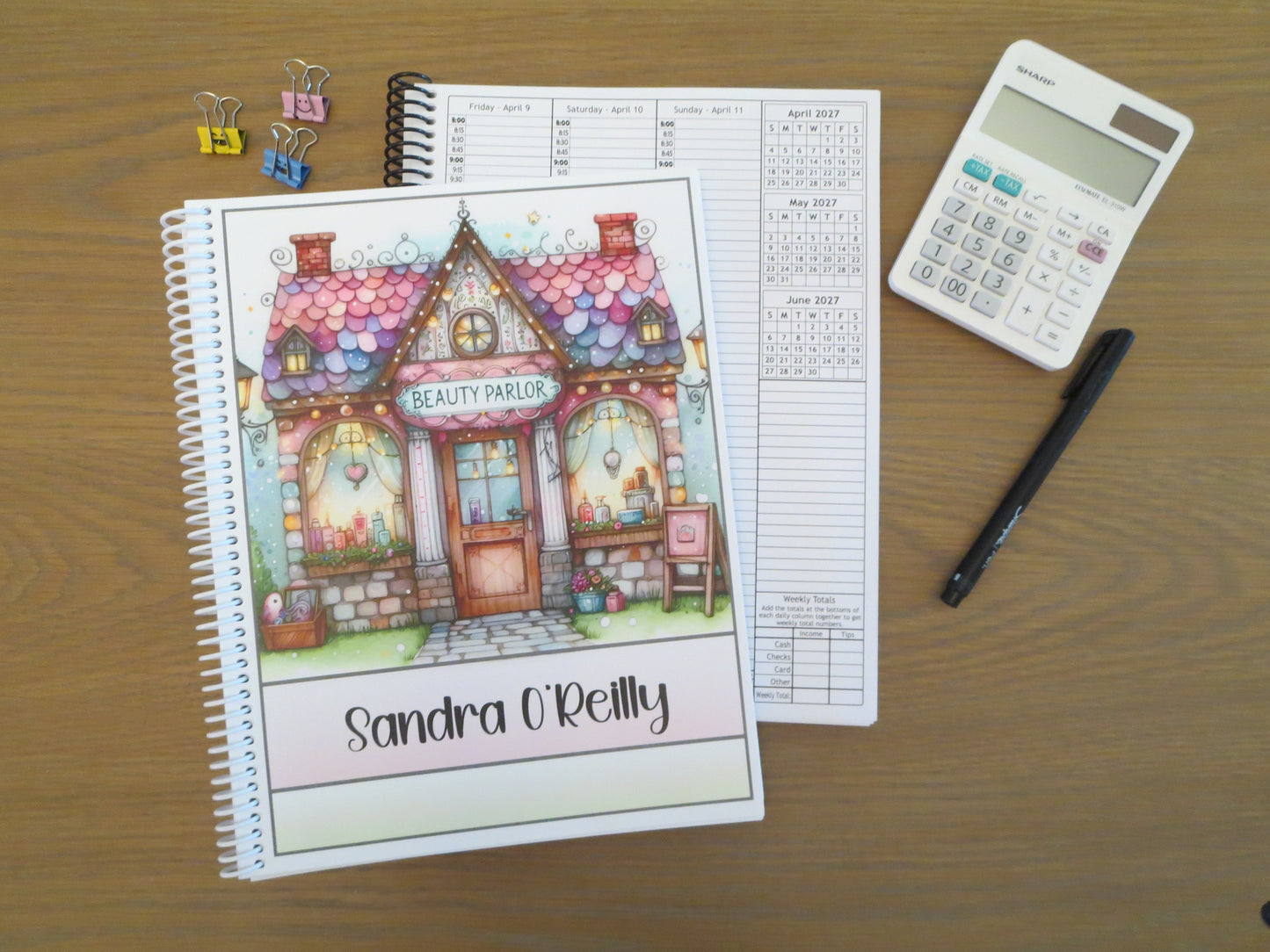 BEAUTY PARLOR DESIGN - 12 Month Dated Appointment Book With Business Organizer/Planner + UPGRADE OPTIONS