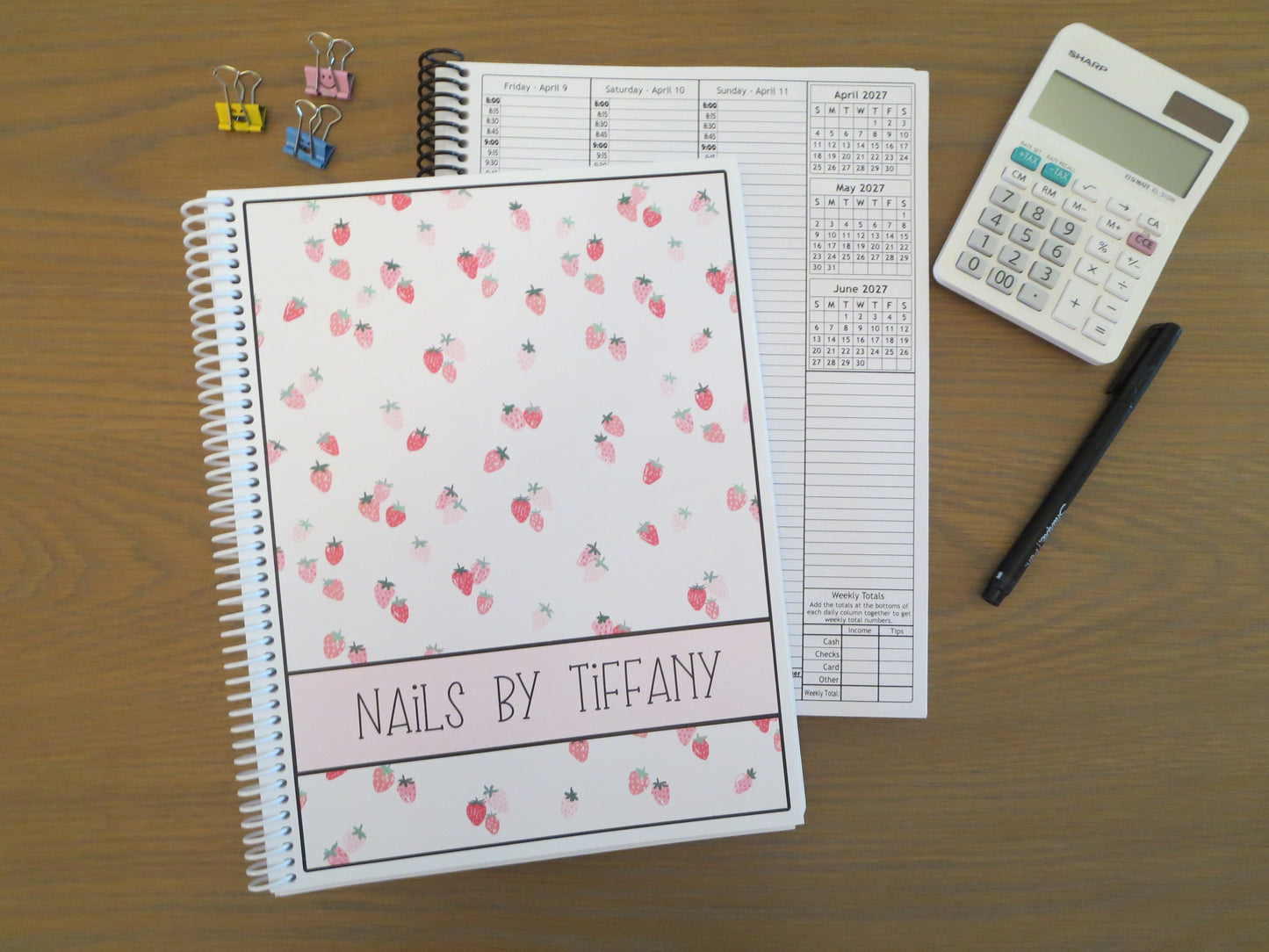LITTLE STRAWBERRIES DESIGN- Standard 12 Month Appointment Book - Start Any Month - 3 Sizes with Optional Income & Expenses Tracking