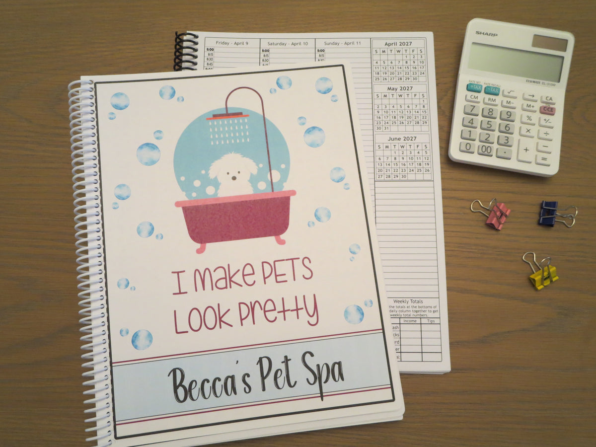 PRETTY PETS DESIGN - 12 Month Dated Appointment Book With Business Organizer/Planner + UPGRADE OPTIONS
