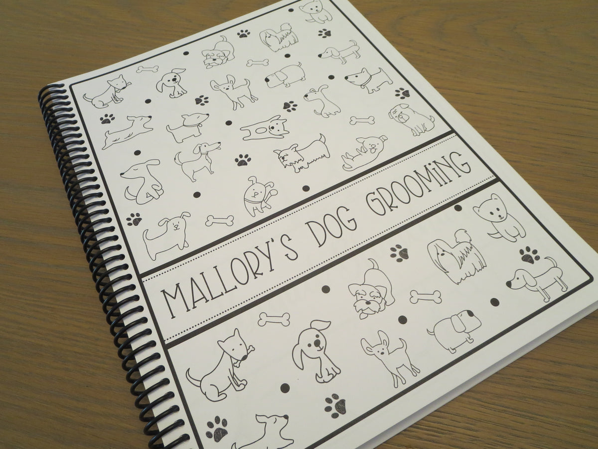 BLACK AND WHITE CARTOON PUPS - 12 Month Dated Appointment Book With Business Organizer/Planner + UPGRADE OPTIONS