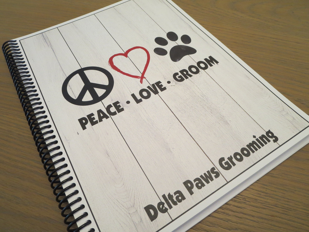 PEACE LOVE GROOM DESIGN - 12 Month Dated Appointment Book With Business Organizer/Planner + UPGRADE OPTIONS