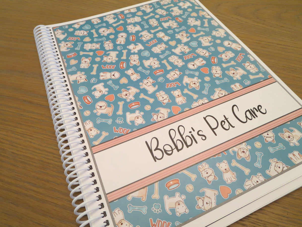 CUTE DOGS - TEAL DESIGN - 12 Month Dated Appointment Book With Business Organizer/Planner + UPGRADE OPTIONS