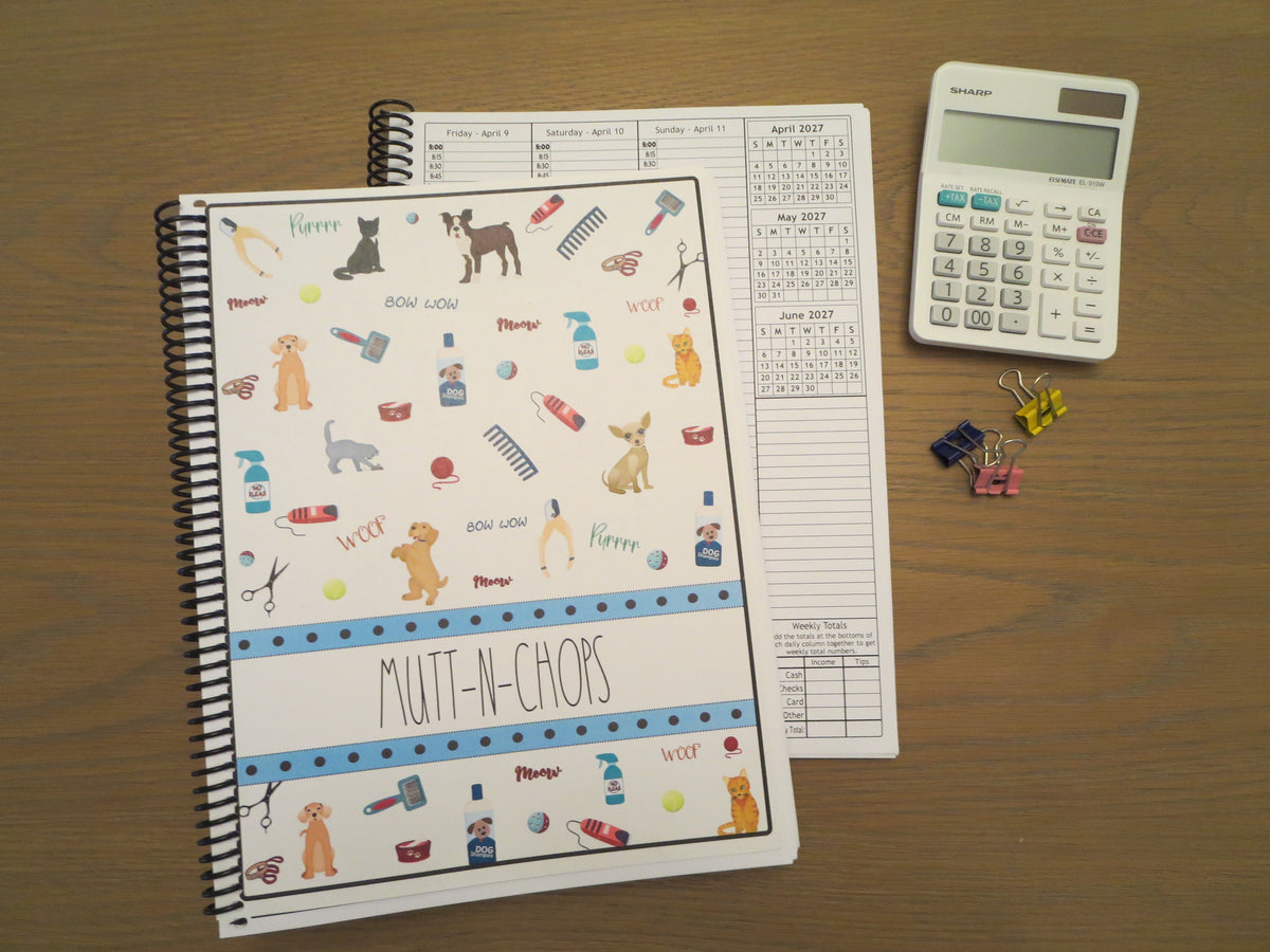 GROOMING TOOLS DESIGN - 12 Month Dated Appointment Book With Business Organizer/Planner + UPGRADE OPTIONS
